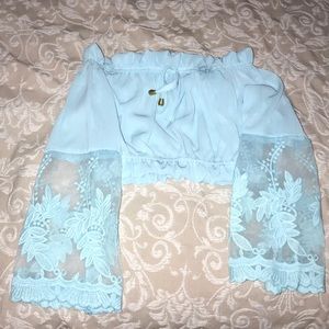 Baby Blue Off the shoulder Top Crop-Top